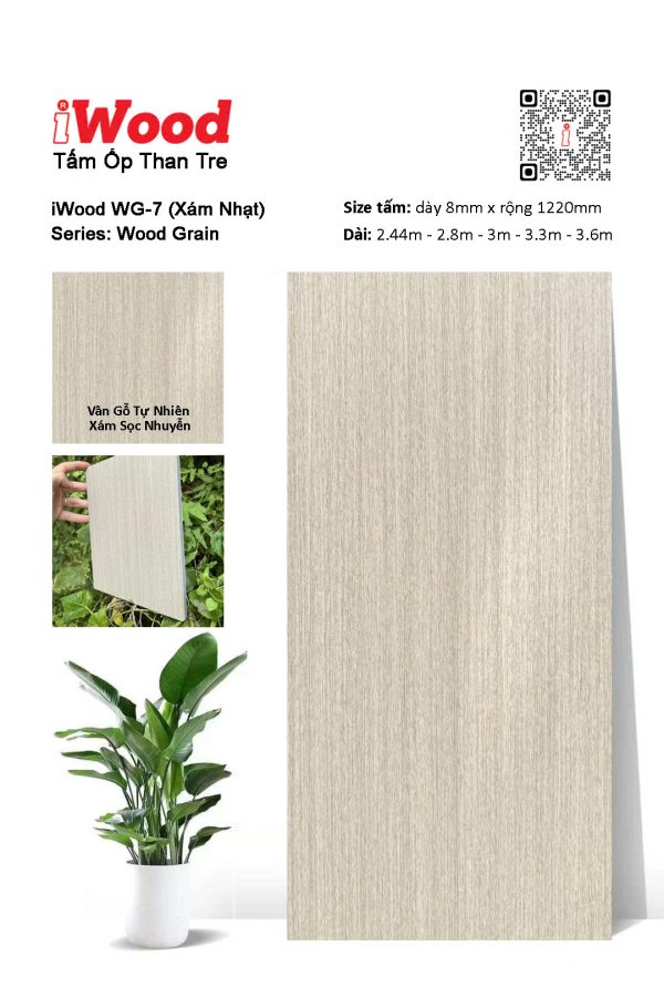 Tấm ốp than tre iWood WG-7 Xám Nhạt